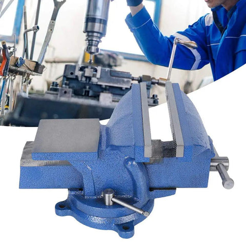 Fabater 8-Inch Cast Iron Table Vise With Heavy Duty Anvil Base, 200mm Jaw Width for precise workholding in workshop.