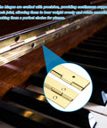 Heavy Duty Piano Hinge 36 Inch Long 2 Inch Wide Stainless Steel Continuous Door Hardware With Screws Gold Tone Finish For Cabinets shown on a piano, detailing smooth motion and precision design.