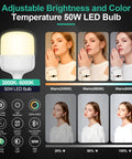 Comparison of lighting effects with 50W LED bulb from Softbox Photography Lighting Kit With 16x16 Pull Soft Box, 3000K to 6000K settings.