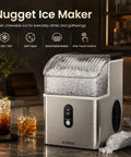 Top Tier Countertop Nugget Ice Maker Churns Out 35 Pounds Of Chewable Pebble Ice In Just Seven Minutes With Self Cleaning Design And Removable Basket For Everyday Chill Sessions In Silver on a countertop.