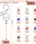 84Pcs Beadable Keychains Set With 12 Bendable Keychains, 36 Silicone Beads, And 36 Spacer Beads For DIY Keychain Making Kit size details