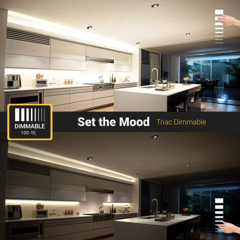 3 Inch Canless LED Recessed Downlight Kit 4 Pack With Gimbal Trim Easy Install Dimmable Five Color Temps kitchen setting