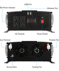 Heavy Duty 5500W Power Inverter 12V to 110V Converter With LCD Display showing AC outlets, USB ports, power switch, and cooling fans.