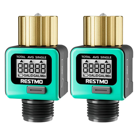 Two Pack Heavy Duty Water Flow Meter With Brass Inlet And Metal Threads 4 Measurable Modes Real Time Flow Rate In GPM Or LPM