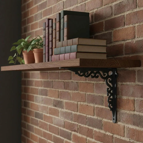 Beefy Heavy Duty Cast Iron Shelf Brackets Wall Mount Support For Wood Shelves Built To Hold Books Tools Vinyl Records And More