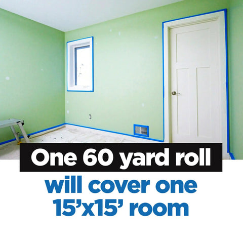 Room with green walls using Multi Surface Painter Tape For Indoor And Outdoor Use, 1 Inch Wide Blue Masking Tape for edge protection