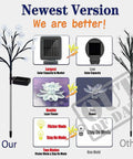 Comparison of 4 Pack Solar Garden Lights With Upgraded Panel Dope Battery Life And 18 Hour Run Time, showing flower and solar panel differences.
