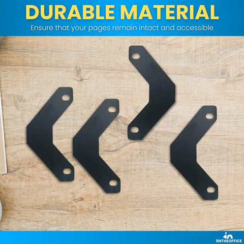 Black Binder Sheet Lifters For 11x8.5 Inch Binders, 3 Ring Binder Lifters, Pack Of 10 on wood surface