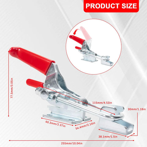 2 Pack Adjustable Toggle Latches With Self Locking Mechanism And Anti Slip Grip For Secure Closures 1984 Lbs Holding Power Built Tough Heavy Duty Lever Clamp For Hatches Boxes And Tool Chests., zinc alloy latch with red handle, 255mm size