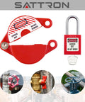 Two Set Gate Valve Lockout Kit With Safety Padlocks For 1 To 2.5 Inch Valve Handles No Tools Needed Easy Install, red lock and padlock