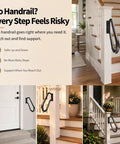 Rock Solid Heavy Duty Wall Mount Handrail For Outdoor Steps U Shaped Safety Railing Stair Handle Non Slip Metal Grip Built Tough As Nails For Garage Porch And Garden Rust Proof Black installed in a home setting.