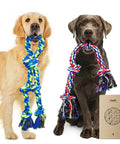 Two Pack XL Dog Rope Toys For Large Breed Aggressive Chewers, Indestructible Tug Of War And Teeth Cleaning Chew Toys, dogs holding toys