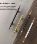 H Shape Barn Door Handle Set Stainless Steel Push Pull For Glass And Wood Doors 59 Inch Long Black Gold Finish Built Tough Rust Resistant