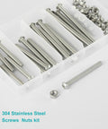 M5 Button Head Socket Cap Screws Set 50 Pcs Stainless Steel 304 Pro Grade Fully Threaded With Nuts in plastic case