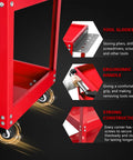 Updated 3 Tier Rolling Tool Cart With Wheels, Heavy Duty Steel Utility Cart showcasing ergonomic handle and strong construction details.