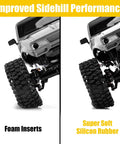Comparison of foam vs super soft Silicone Rubber Inserts with S5 Rock Terrain Crawler Tires for TRX4M SCX24 RC crawlers.