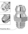 Six Pack Stainless Steel M6 X 1mm Straight Grease Fittings Zerk Nipples For Hydraulic Gear And Machinery Heavy Duty Metric Set