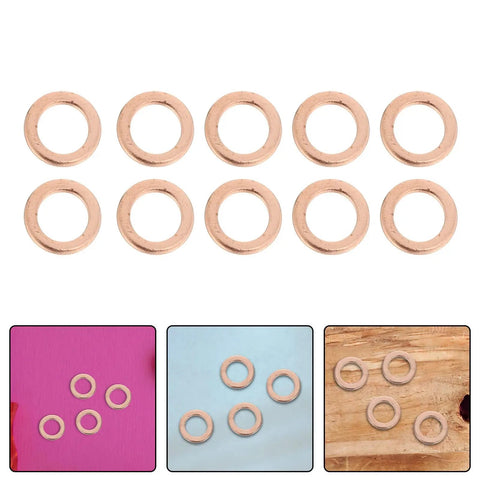 40 Piece Copper Washers For Brake Lines And Hydraulic Systems Pro Grade Sealing Gasket Set shown in assorted sizes and colors.
