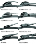 Hella Durable 26 Inch Beam Wiper Blade With Zero Stress Click Mount Setup showing various mounting options for easy installation.