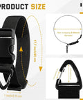 Heavy Duty Cable Storage Strap With Secure Buckle For Effortless Wire Management And Tidy Desk Setup showing product size details and measurements.