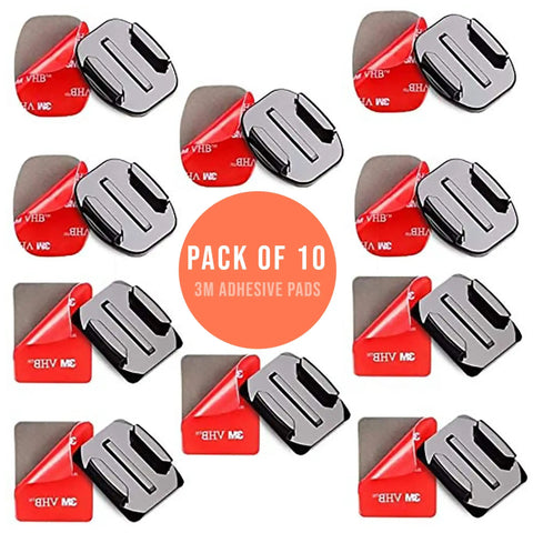 Adhesive Mount Kit For GoPro And Action Cameras 10 Pack Flat And Curved Mount Pads Waterproof Heavy Duty Sticky Pads in packaging