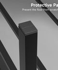 Protective pad on a sturdy metal bed frame leg to prevent floor scratches for the Modern Queen Bed Frame With Solid Wood Headboard And Metal Platform Base.