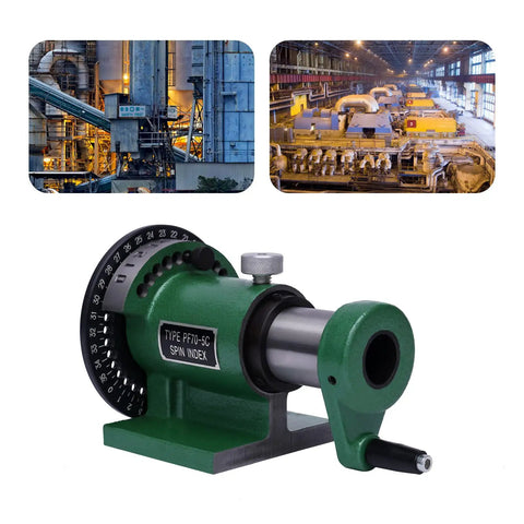 Rock Solid Spin Indexing Jig With Standard 5C Collet And Heavy Duty Cast Steel Body for precise machining and drilling.