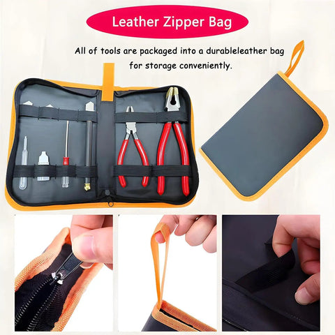 Glass Cutting Tools Set For DIY Projects Glass Cutter Kit With Running Pliers And Breaking Pliers Stained Glass Tools With Curved Jaws In Zipper Bag Replacement Blades Included, shown in leather zipper bag with close-up details.