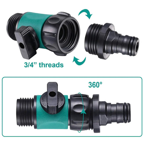 Six Pack Garden Hose Shut Off Valves With Three Quarter Inch Thread Anti Leak Plastic Hose Connectors And Rubber Gaskets