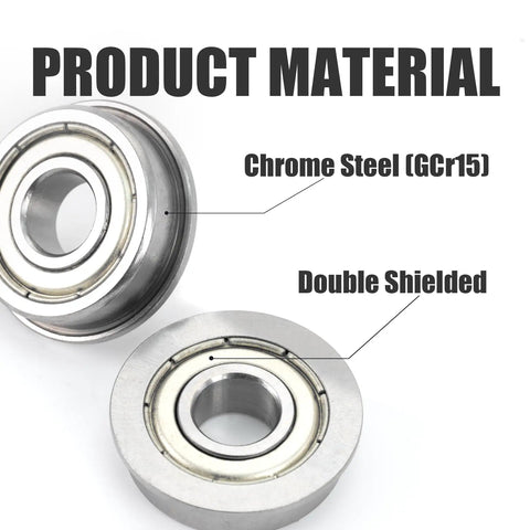 Flanged Ball Bearings 8x16x5mm Set Of 10, Chrome Steel Heavy Duty, Quiet, Beefy Shielded Bearings For Motors, Machinery, Robots, Hobbies, Drop In Replacement, Smooth, Rock Solid Performance. Chrome steel double shielded flanged bearing