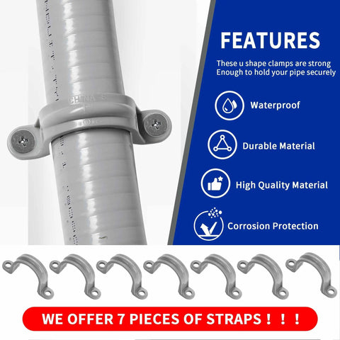 Flexible Liquid Tight PVC Electrical Conduit Kit 1 Inch Diameter, 25 Feet Length, Non Metallic Grey, includes 7 straps