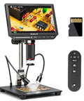 4K Coin Digital Microscope With 8 Inch LCD, 52MP Imaging, HDMI Output, Soldering Microscope For Electronics And Jewelry, Ultra Clear Micro Detail, Adjustable LED Lighting, Live View For Hobbyists And Pros on stand with remote