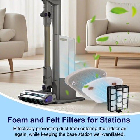 Replacement Vacuum Filter Set For IP3251 IP3251C IP3252 IP3124 Handheld Vacuum displayed on hardwood floor with filters