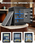 2.0 Cub Safe Box With Backlit Touch Screen Keypad, Dual Alarm System, Mute Function And LED Light, steel security safe open view