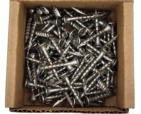 Tough As Nails 316 Stainless Steel Deck Screws With Square Drive And Bugle Heads Type 17 Wood Cutting Points For Composite Or Outdoor Frames built in a box of 100.