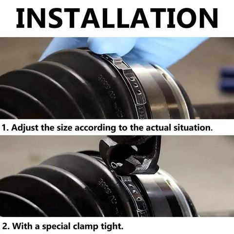 Installation guide for Stainless Steel Boot Clamp Pliers Kit With 10 Clamps Small And Large Universal Adjustable Drive Shaft Crimp Collar Pliers For Most Cars Durable Easy Grip For Quick Auto Repairs