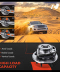 Graphic showing 2 Pack Front Wheel Bearing And Hub Assembly With ABS For Ford F150 1997 1998 1999 2000 4WD And 5 Lug set on desert background.