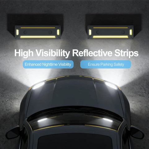 2 Pack Rubber Parking Blocks With Reflective Stripes Heavy Duty Garage Wheel Stoppers for Truck RV Trailer SUV at night