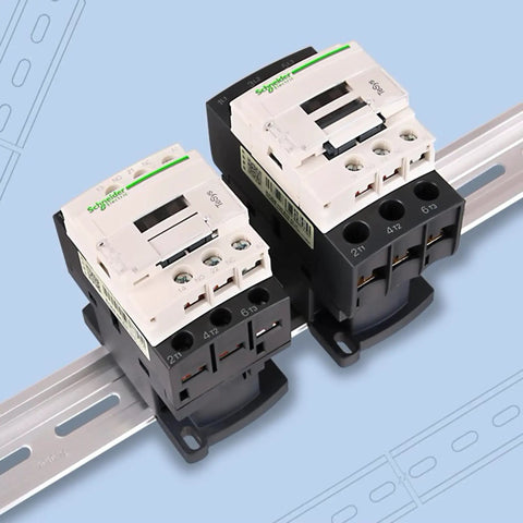 Two devices mounted on Beefy 39 Inch Aluminum DIN Rails Kit With Slotted Design And Extra Screws For Hardware Mounting