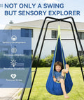 Kid Friendly Sensory Pod Swing Set With Heavy Duty Frame For Indoor Outdoor Play, hammock chair swing with child outdoors