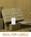 Blank White PVC Hanging Tags With Lanyard Waterproof 100 Pcs on cardboard box for shipping labeling