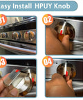 Installing DG64-00473A Stove Knobs Replacement For Samsung Gas Range with stainless steel protection ring.