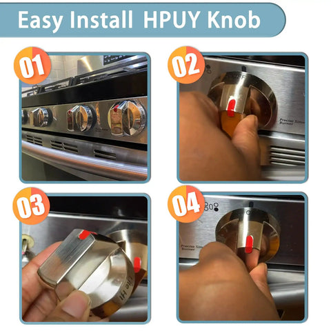 Installing DG64-00473A Stove Knobs Replacement For Samsung Gas Range with stainless steel protection ring.