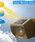 Wireless Driveway Alarm System With Outdoor Motion Sensor showing weatherproof solar panel.