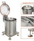 Straight Up Electric Food Dehydrator Spin Dryer Featuring Adjustable Centrifugal Action Up To Eight Hundred Fifty Rpm Crafted In Sturdy Stainless Steel, open lid view.