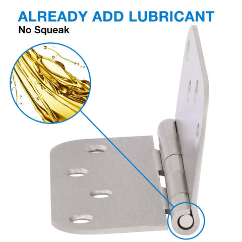 Six Pack Satin Nickel 4 Inch Door Hinges With Five Eighth Inch Radius Corners Heavy Duty Include 96 Screws For Quick Installation 270 Degree Swing Great For Interior Exterior Doors Cabinets And Wooden Boxes, lubricated hinge close-up