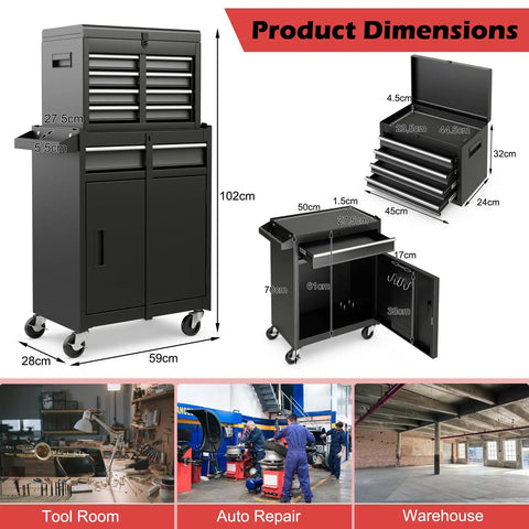 Heavy Duty Rolling Tool Chest With Lockable Casters And Adjustable Shelves Detachable Top Bin Saves Valuable Floor Space Ironclad Garage Organizer That Actually Holds Everything