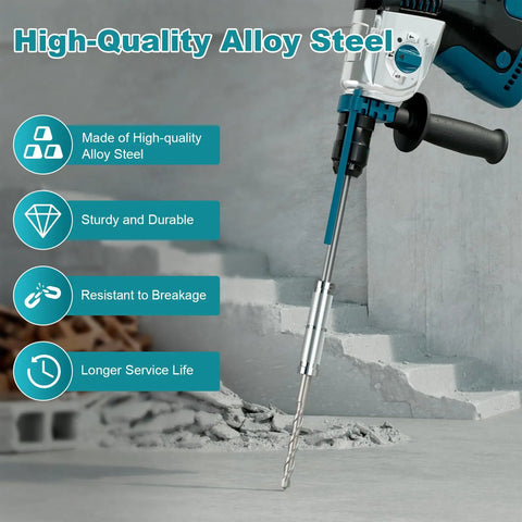 Heavy Duty SDS Plus To SDS Plus Adapter Shaft With Beefed Up Alloy Steel Construction For Intense Hammer Drilling and Serious Torque Output.