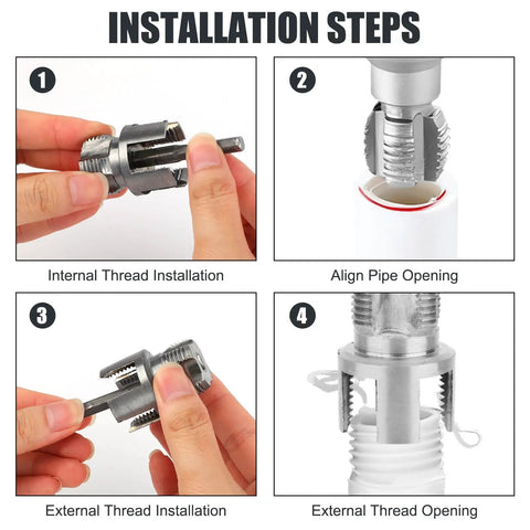 Installation steps for All In One Pipe Threading Kit For Home Plumbing DIY Internal And External Thread Tools In One Pack Carbon Steel