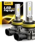 H11 H8 H16 LED Fog Light Bulbs 6000 Lumens 6500K Cool White With CSP Chips Replacement For Cars Pack Of 2 displayed with packaging